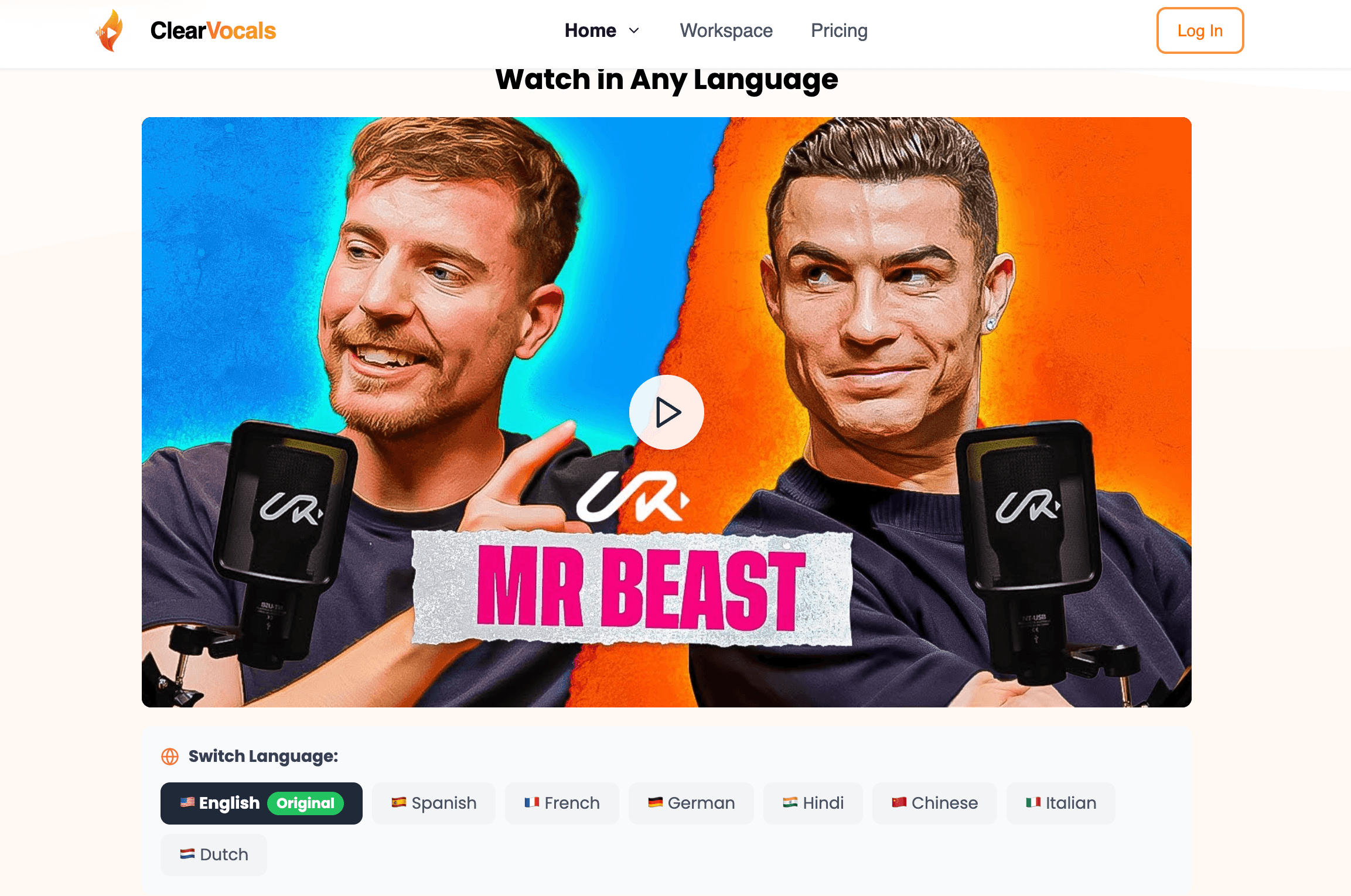 ClearVocals.ai - AI Dubbing Platform